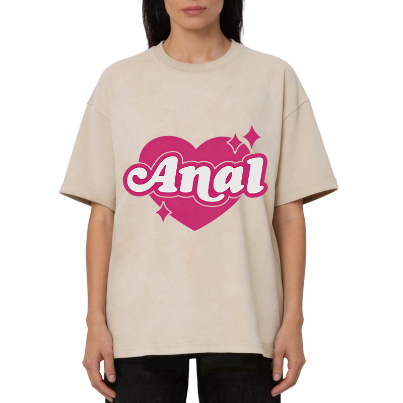 Modecanvas Anal Heart DTG Printing Washed T-Shirt