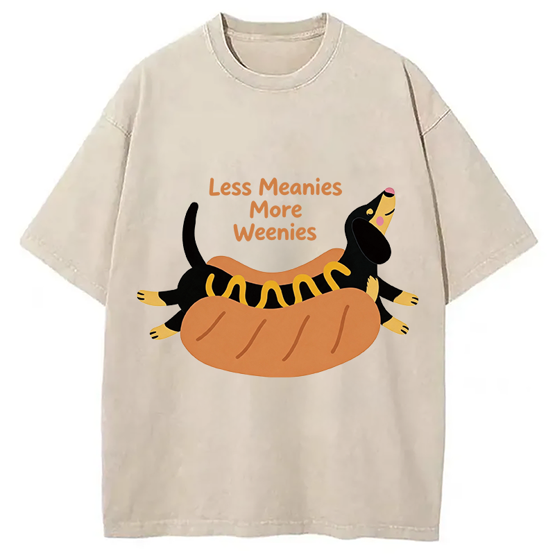 Modecanvas Positive Vibes Only With The Weenie Dog DTG Printing Washed T-Shirt