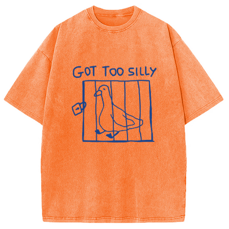 Modecanvas Got Too Silly Meme Washed T-Shirt-modecanvas