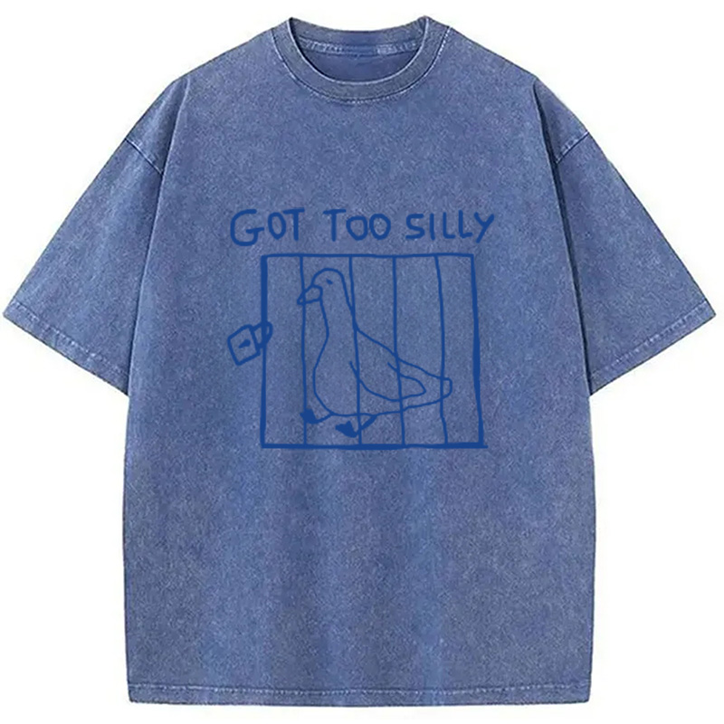 Modecanvas Got Too Silly Meme Washed T-Shirt-modecanvas