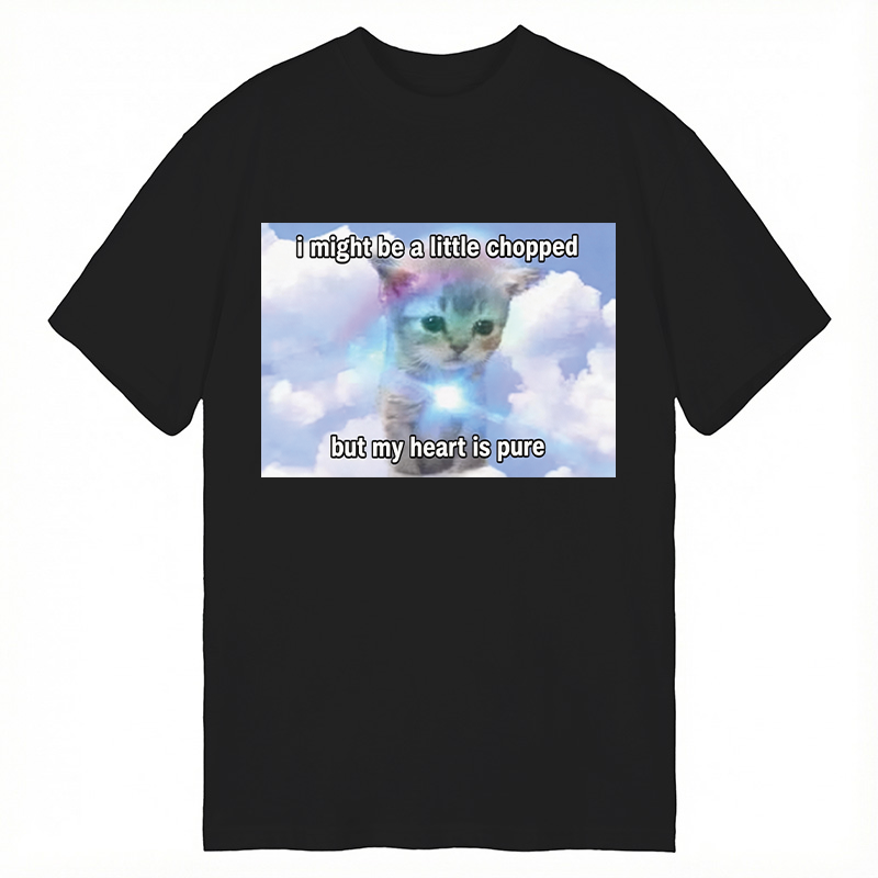 Modecanvas Pure Heart Cat Meme DTG Printing Classic T-Shirt-modecanvas