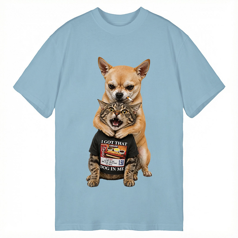 Modecanvas Chihuahua&Cat Funny DTG Printing Classic T-Shirt-modecanvas