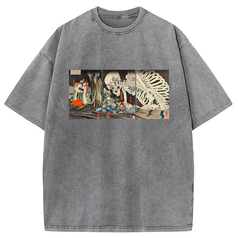 Modecanvas The Witch And The Skeleton Washed T-Shirt