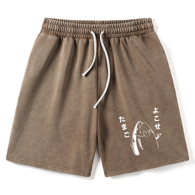 Modecanvas Give Me Egg Japanese Fish Washed Shorts