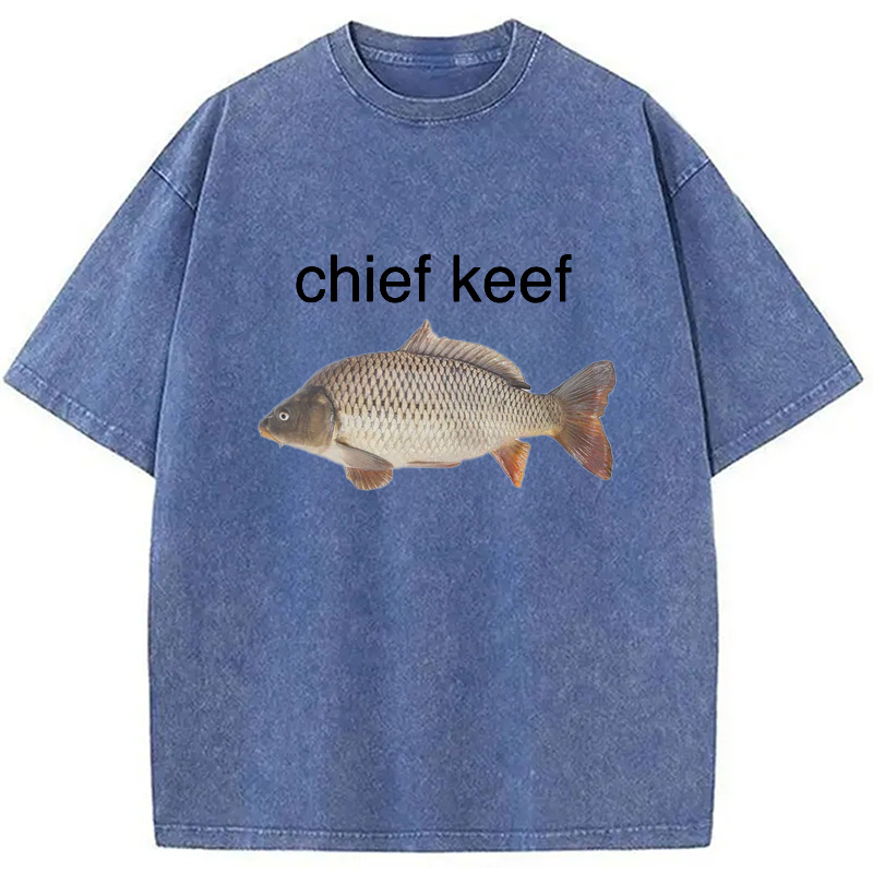 Modecanvas Chief Keef Fish Washed T-Shirt-modecanvas