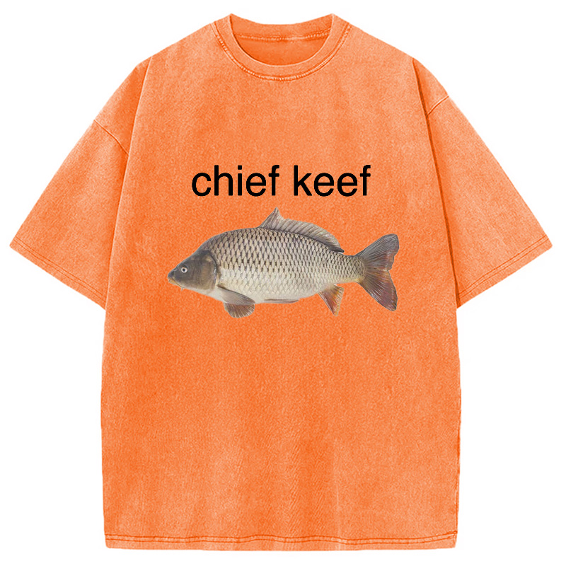 Modecanvas Chief Keef Fish Washed T-Shirt-modecanvas