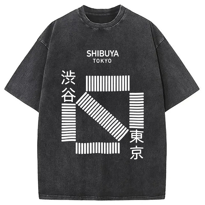 Modecanvas Japanese Shibuya Crossing Washed T-Shirt