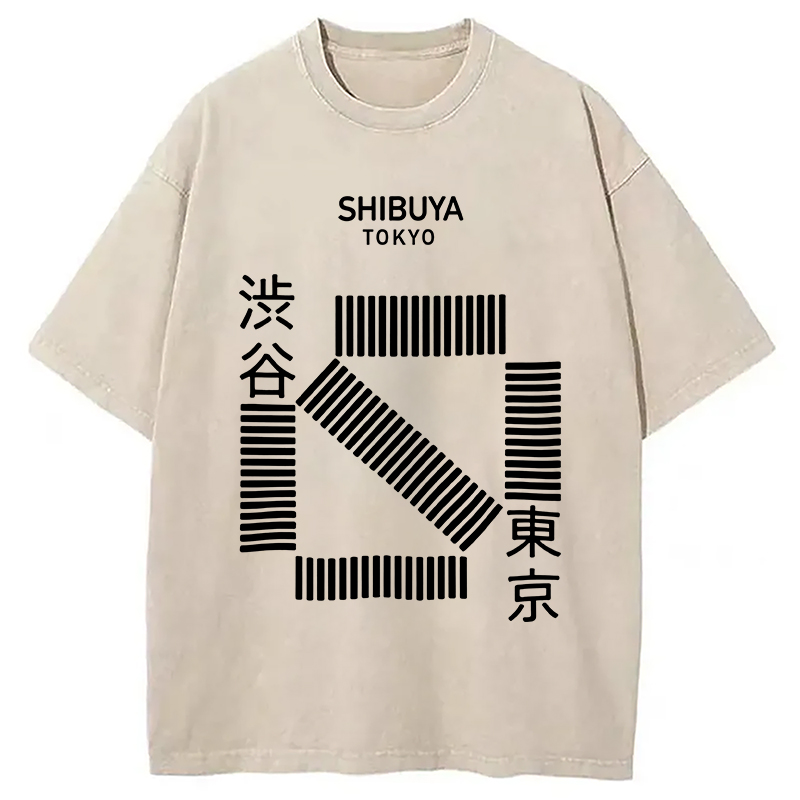 Modecanvas Japanese Shibuya Crossing Washed T-Shirt