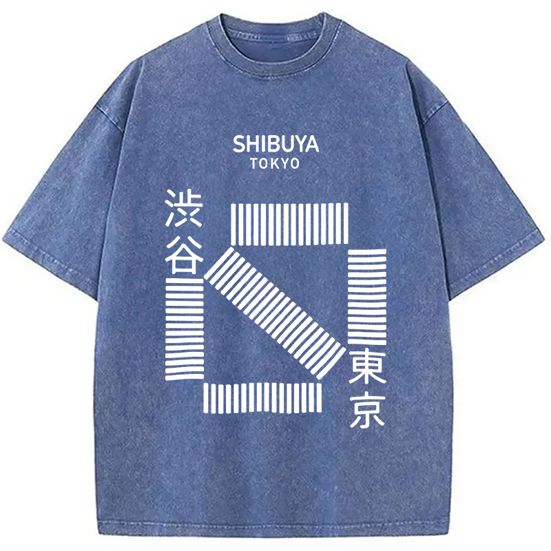 Modecanvas Japanese Shibuya Crossing Washed T-Shirt