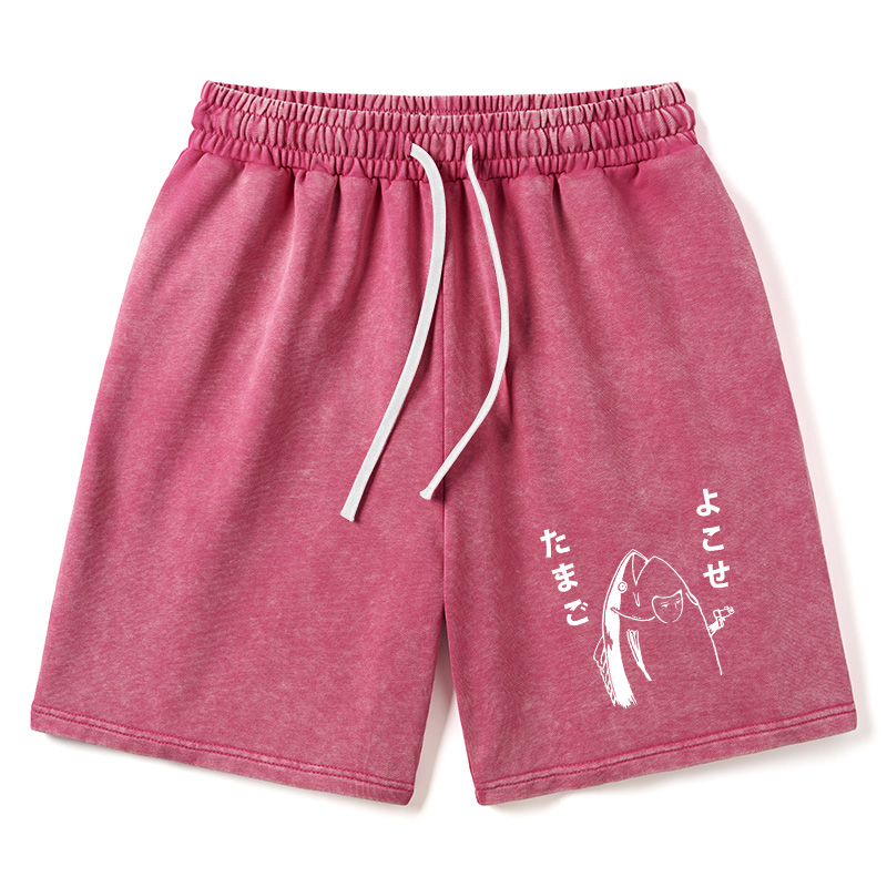 Modecanvas Give Me Egg Japanese Fish Washed Shorts