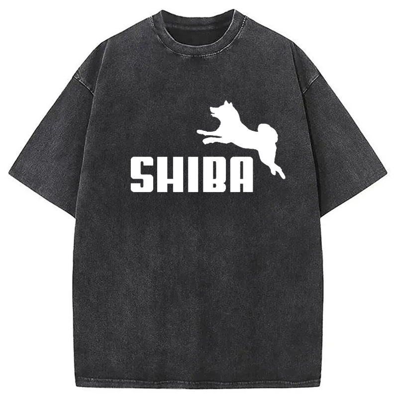 Modecanvas Shiba Dog Japanese Parody Washed T-Shirt