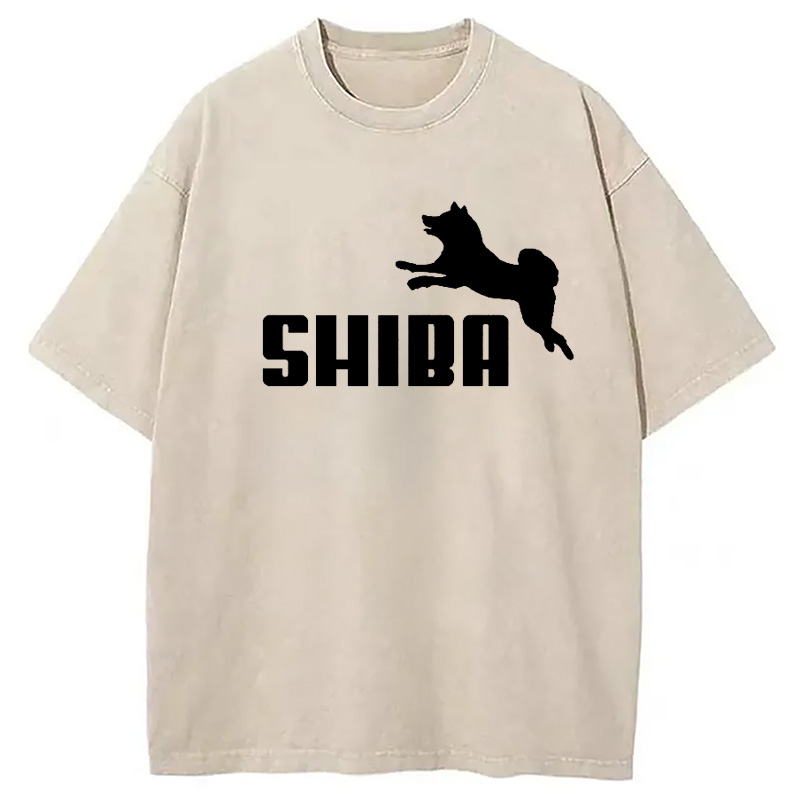 Modecanvas Shiba Dog Japanese Parody Washed T-Shirt