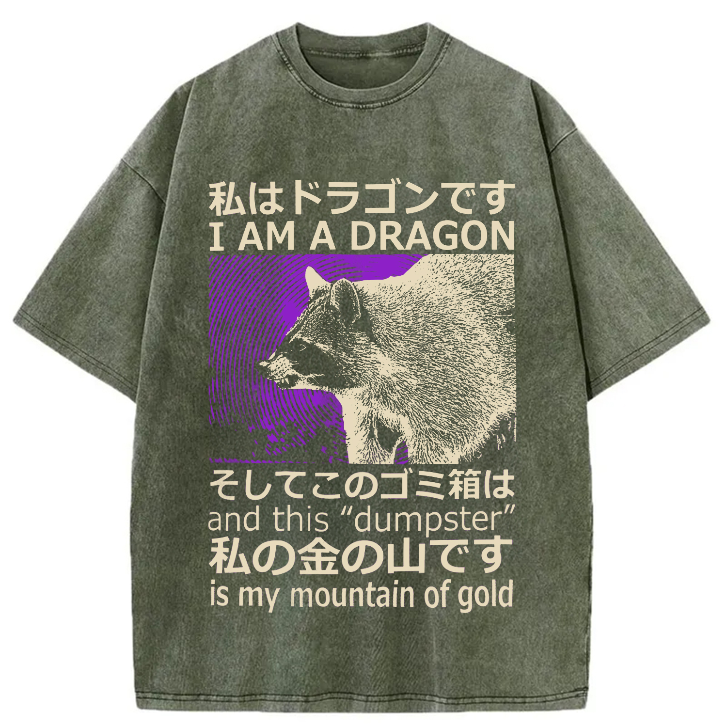 Modecanvas I Am A Dragon and this "Dumpster" is My Mountain of Gold DTG Printing Washed T-Shirt-modecanvas