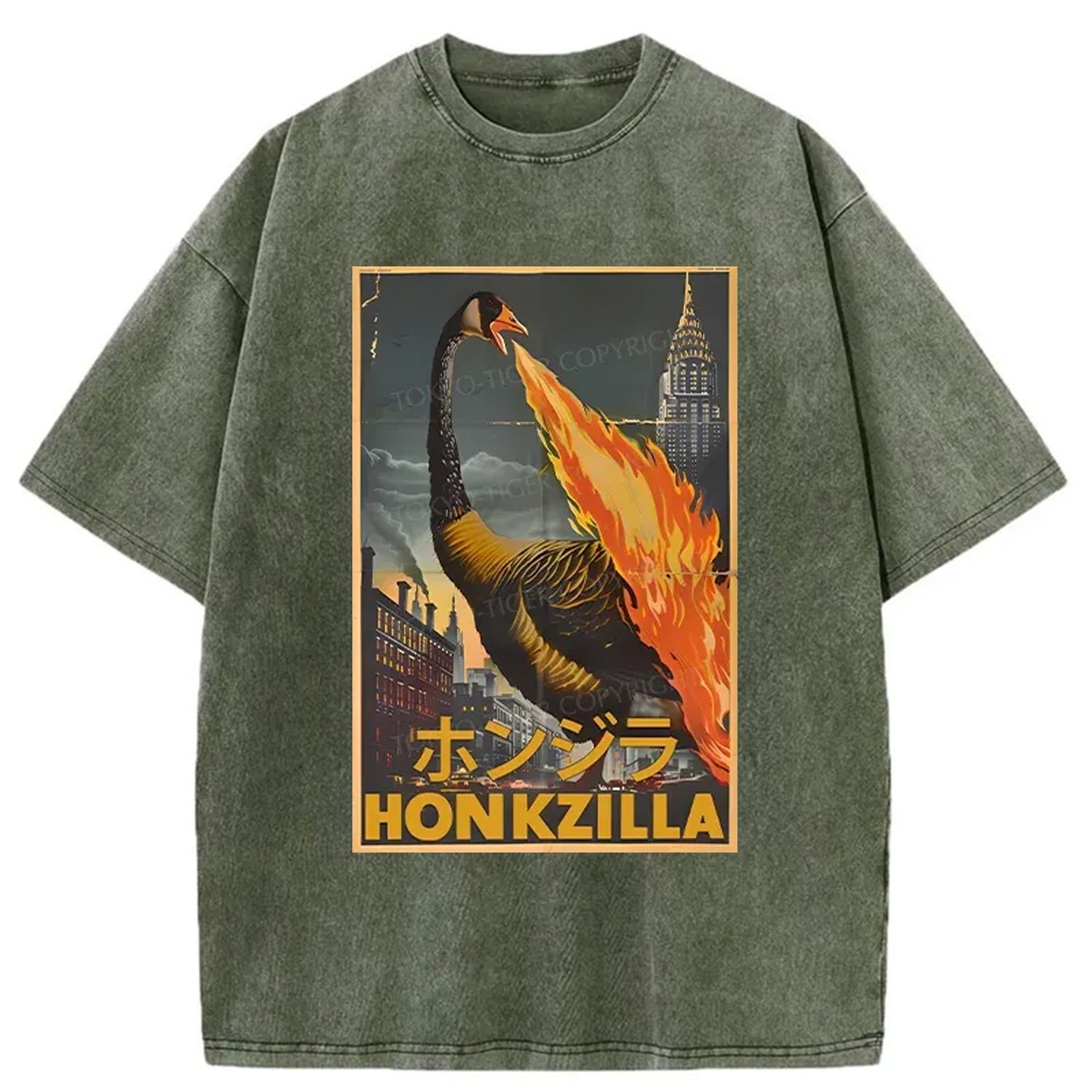 Modecanvas Funny Honkzilla Washed T-Shirt