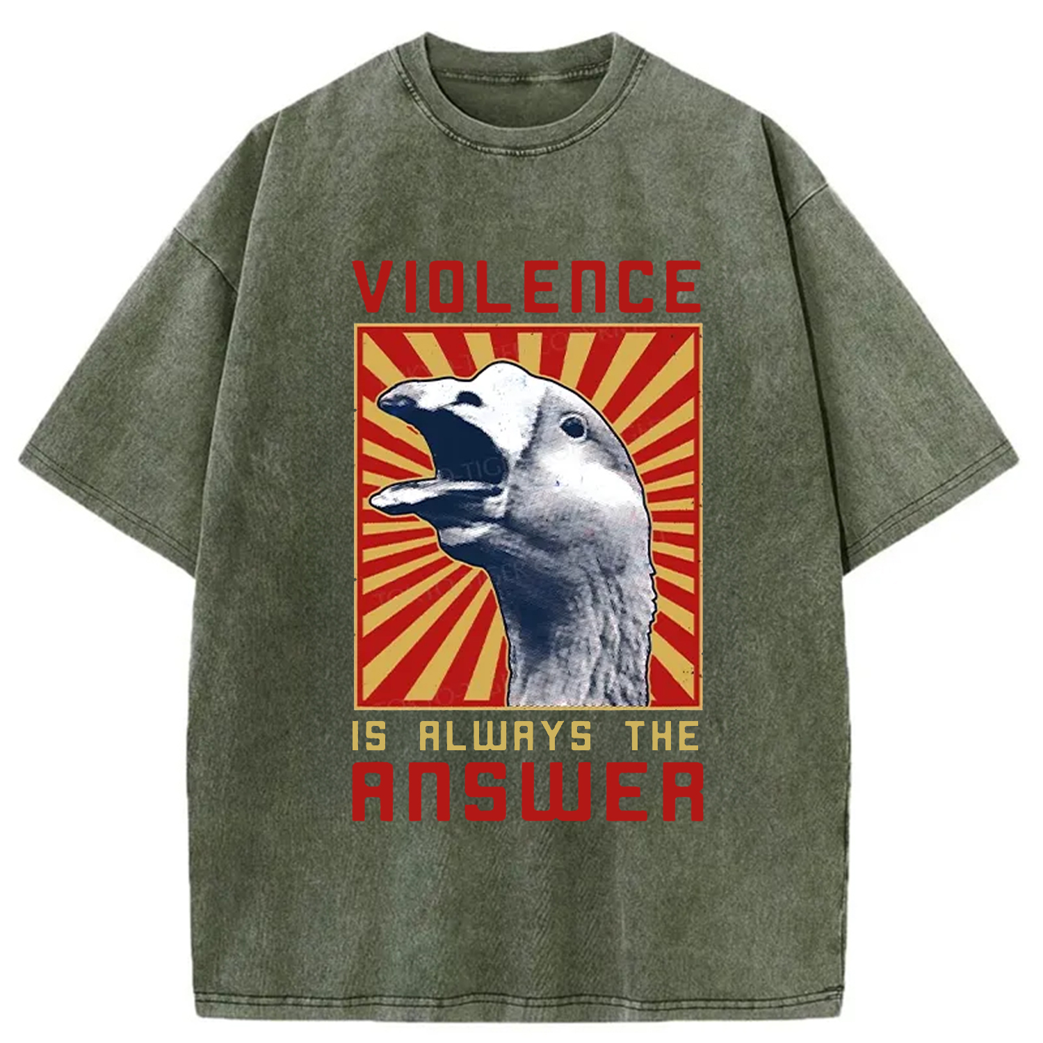 Modecanvas Violence Is Always The Answer Washed T-Shirt