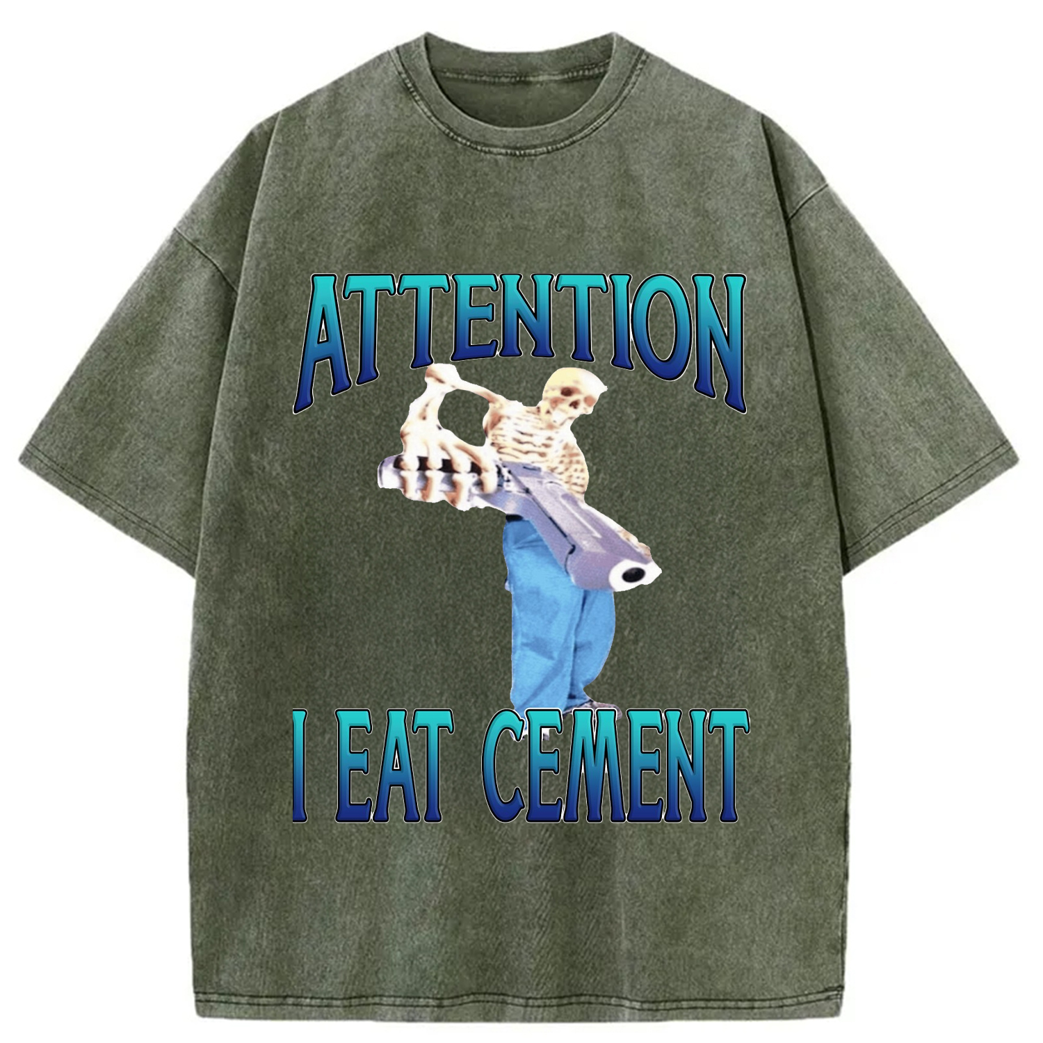 Modecanvas Attention I Eat Cement Washed T-Shirt
