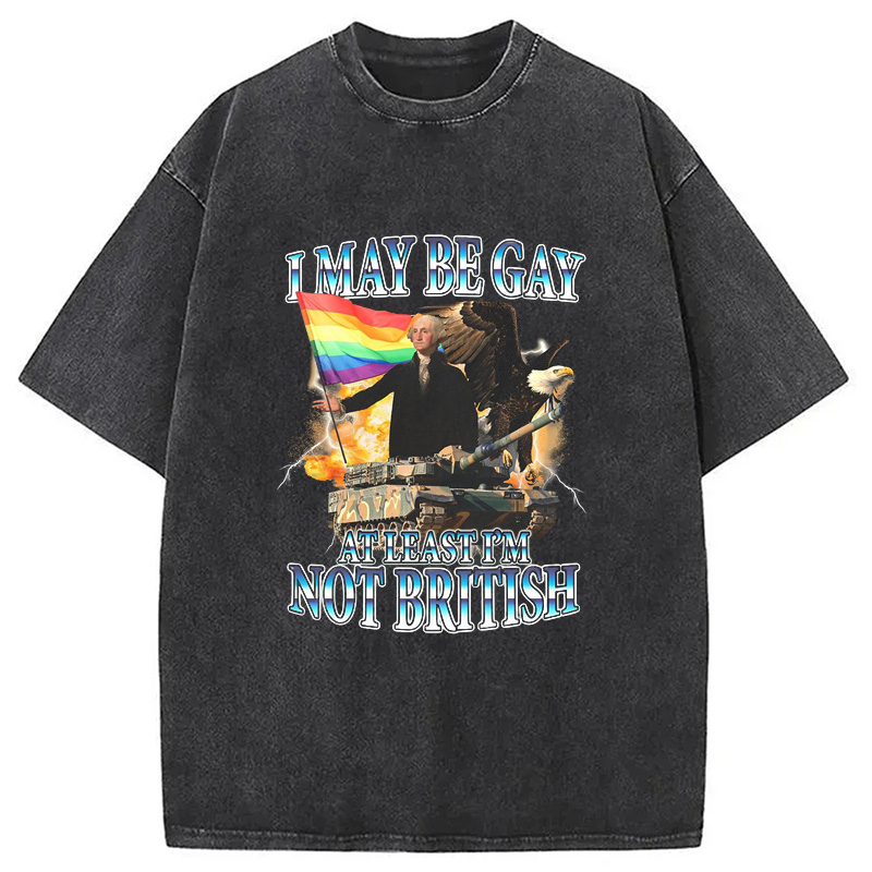 Modecanvas I May Be Gay Washed T-Shirt