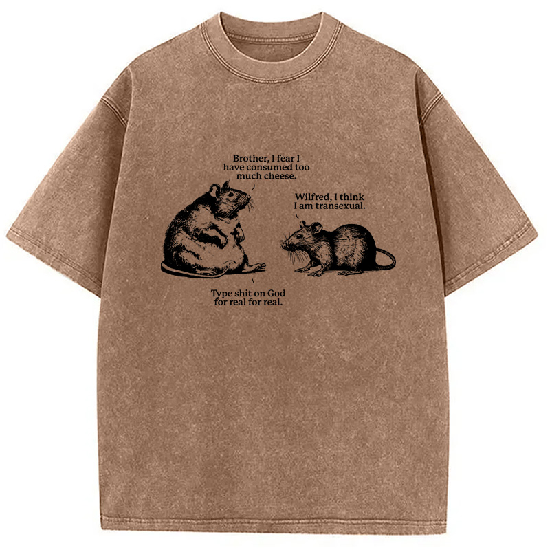 Modecanvas Rats Too Much Cheese Washed T-Shirt