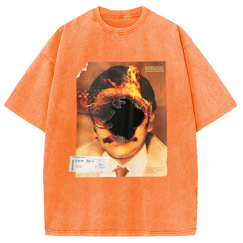 Modecanvas Hiphop Abstract Art Washed T-Shirt