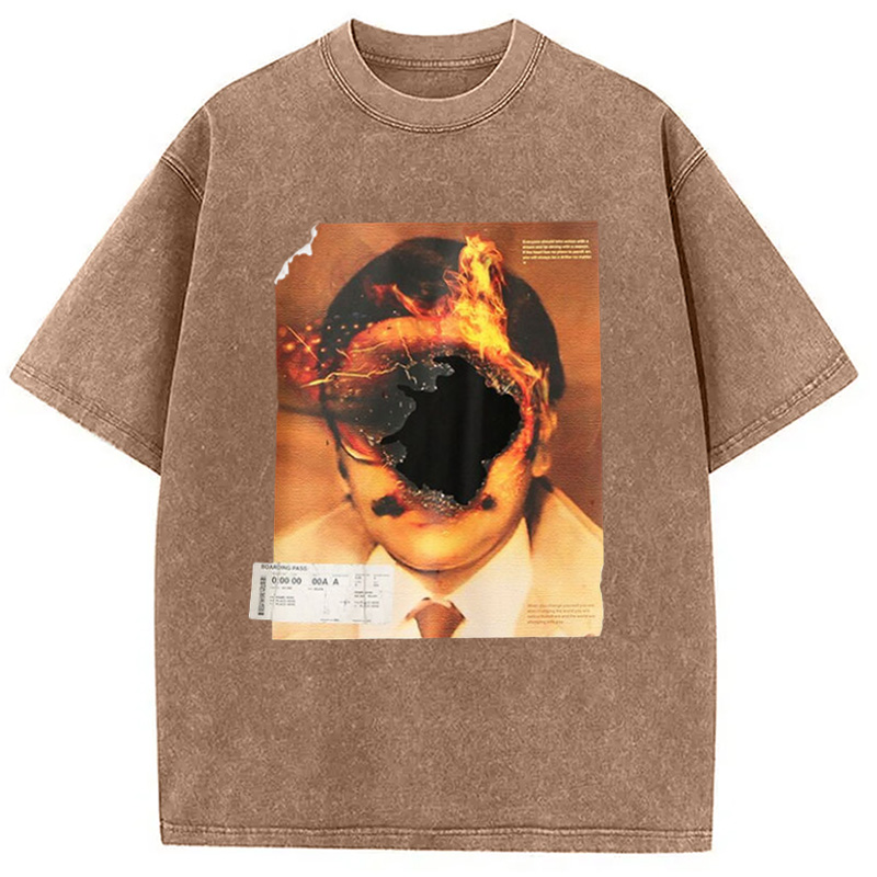 Modecanvas Hiphop Abstract Art Washed T-Shirt
