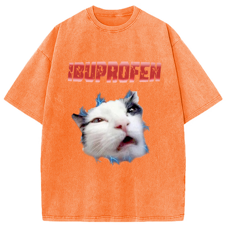 Modecanvas Ibuprofen Cat Meme Washed T-Shirt