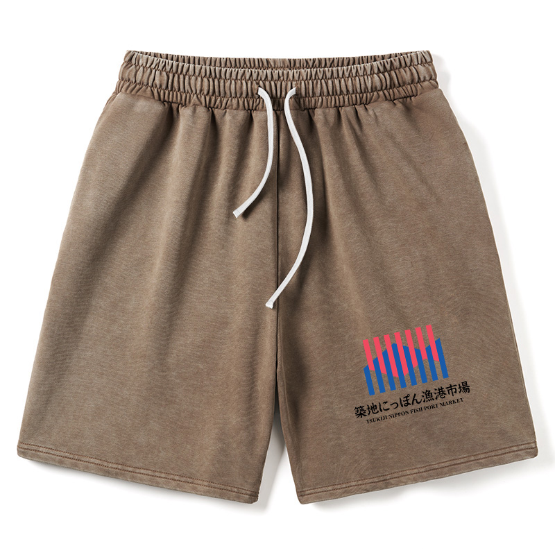 Modecanvas Tsukiji Nippon Fish Port Market Washed Shorts