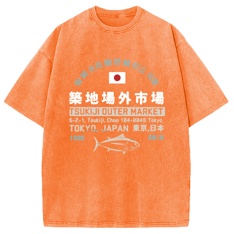 Modecanvas Tsukiji Outer Market Washed T-Shirt-modecanvas