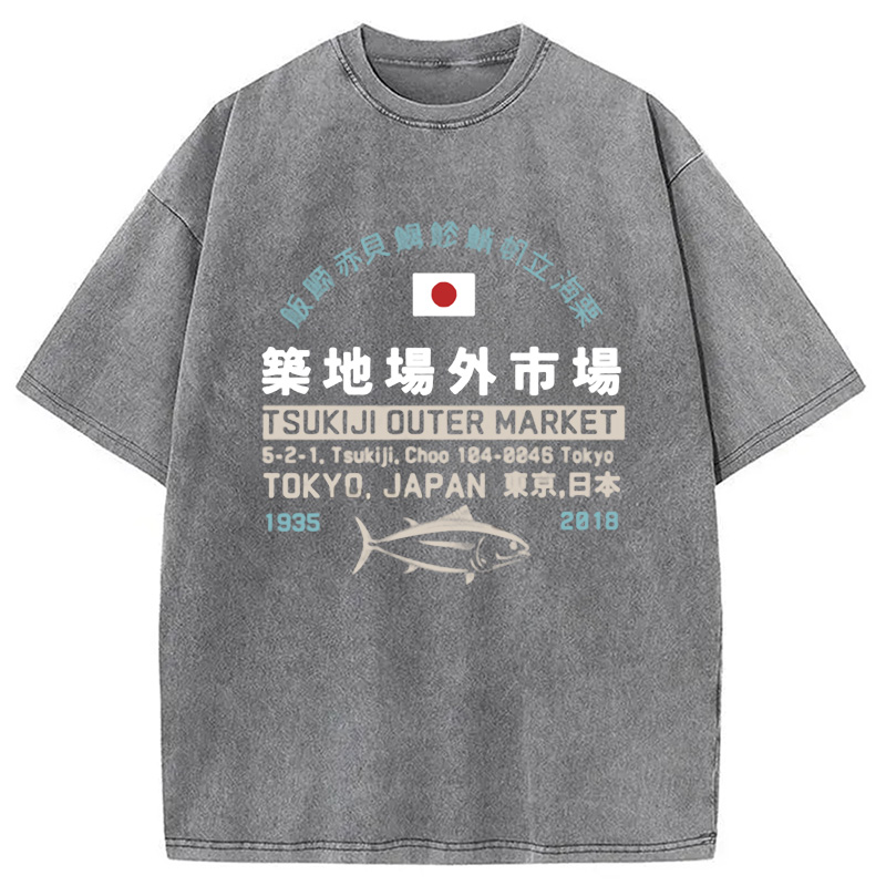 Modecanvas Tsukiji Outer Market Washed T-Shirt-modecanvas