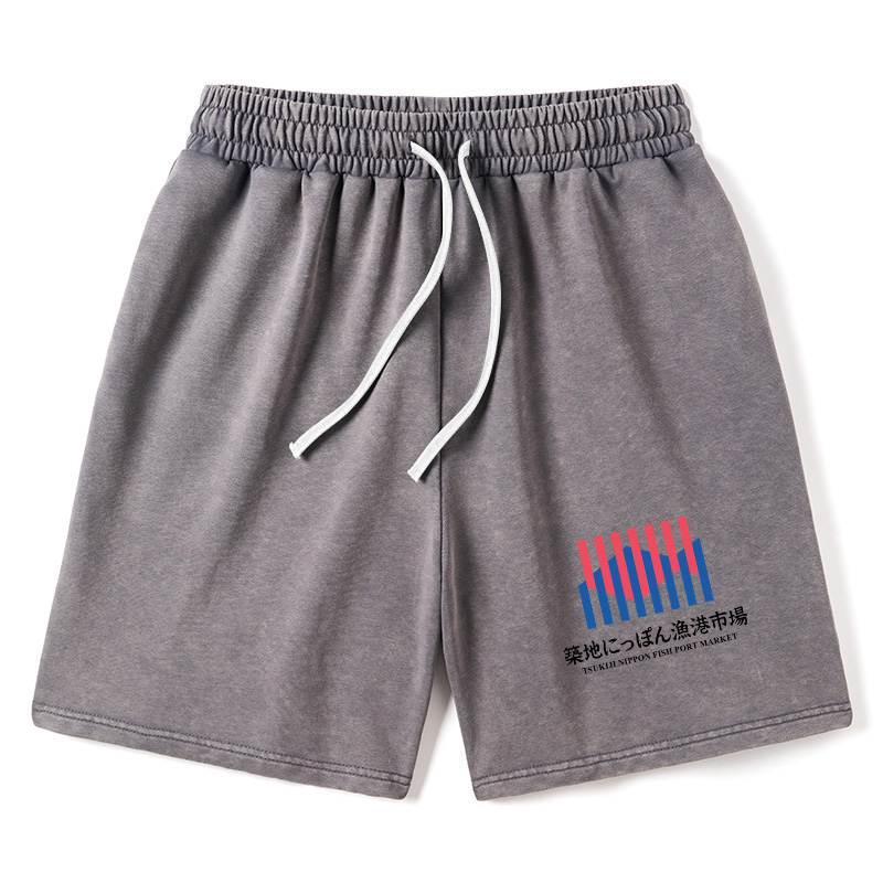 Modecanvas Tsukiji Nippon Fish Port Market Washed Shorts