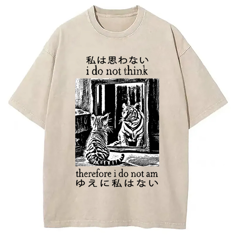 Modecanvas Thinking Cat Japanese Washed T-Shirt
