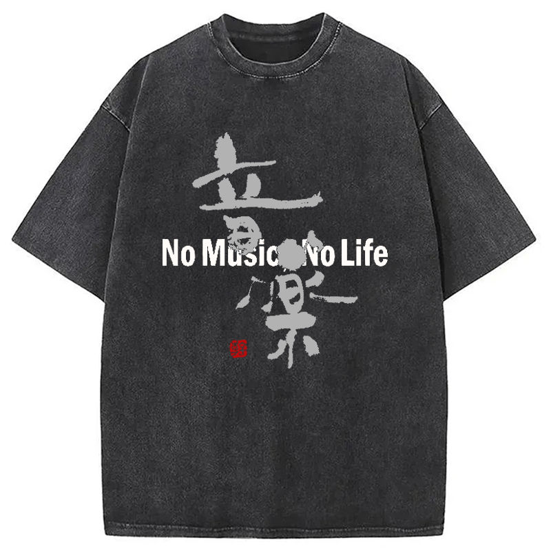 Modecanvas No Music No Life Washed T-Shirt
