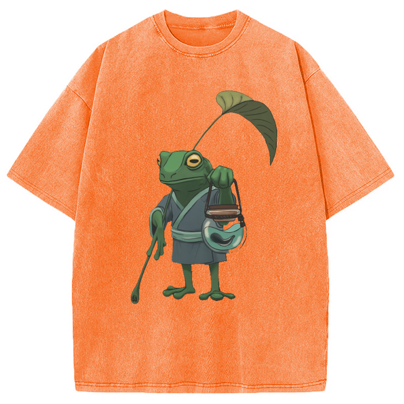 Modecanvas A Frog and His Son Washed T-Shirt