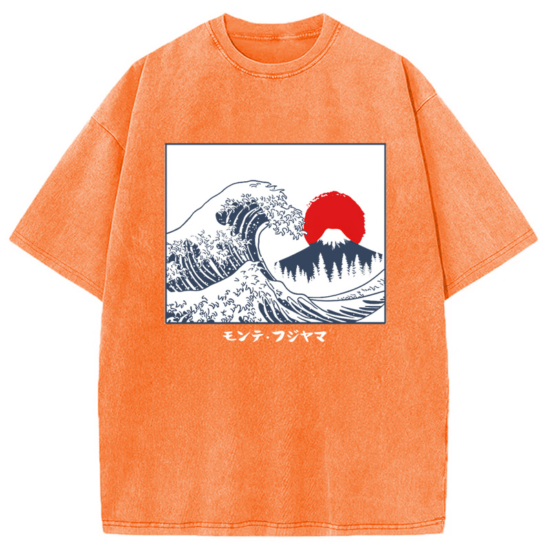 Modecanvas Great Fuji Wave Washed T-Shirt