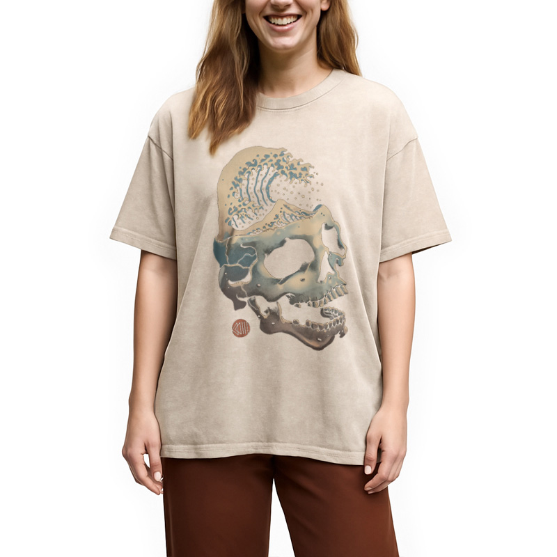 Modecanvas Skull Wave Washed T-Shirt
