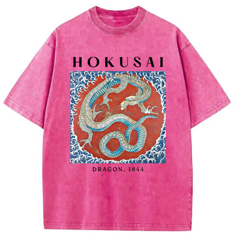 Modecanvas Hokusai Japanese Dragon Washed T-Shirt