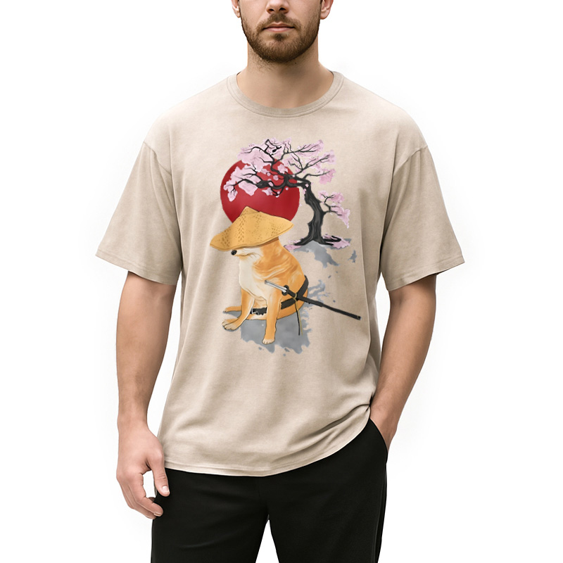Modecanvas Meme Cheems Japones Japanese Washed T-Shirt