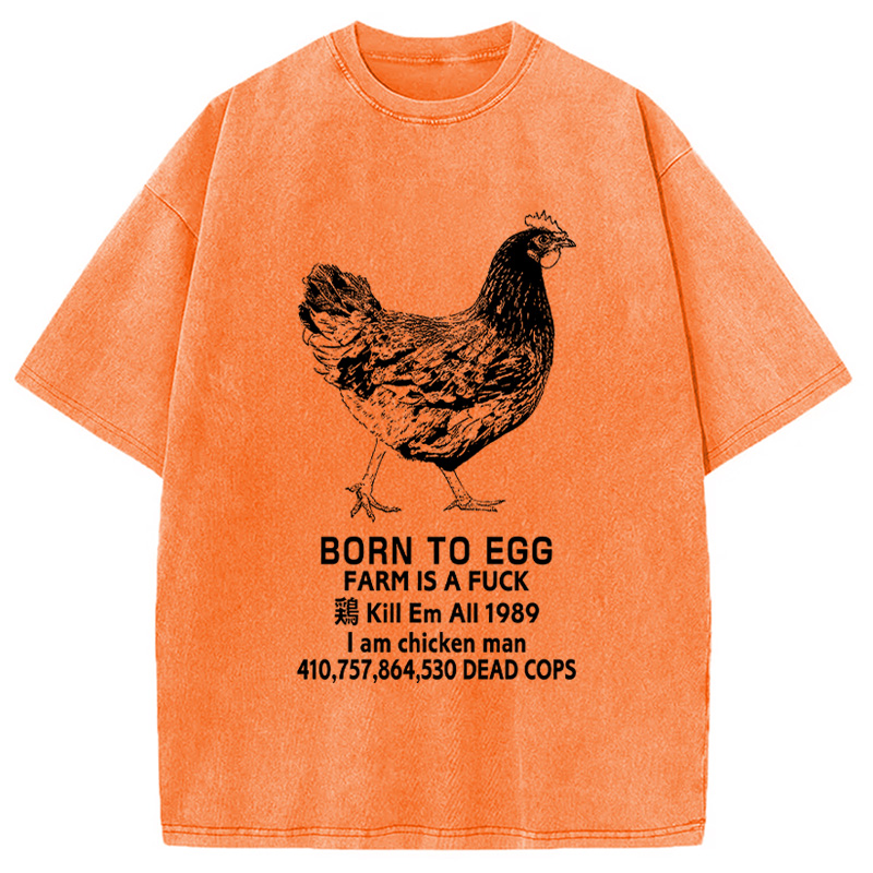 Modecanvas Born To Egg Washed T-Shirt-modecanvas