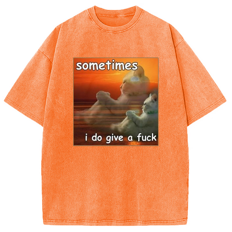Modecanvas Sometimes I Do Give A Fxck Meme Washed T-Shirt