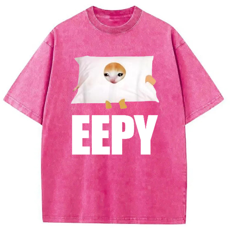 Modecanvas Eepy Cat Saying Washed T-Shirt
