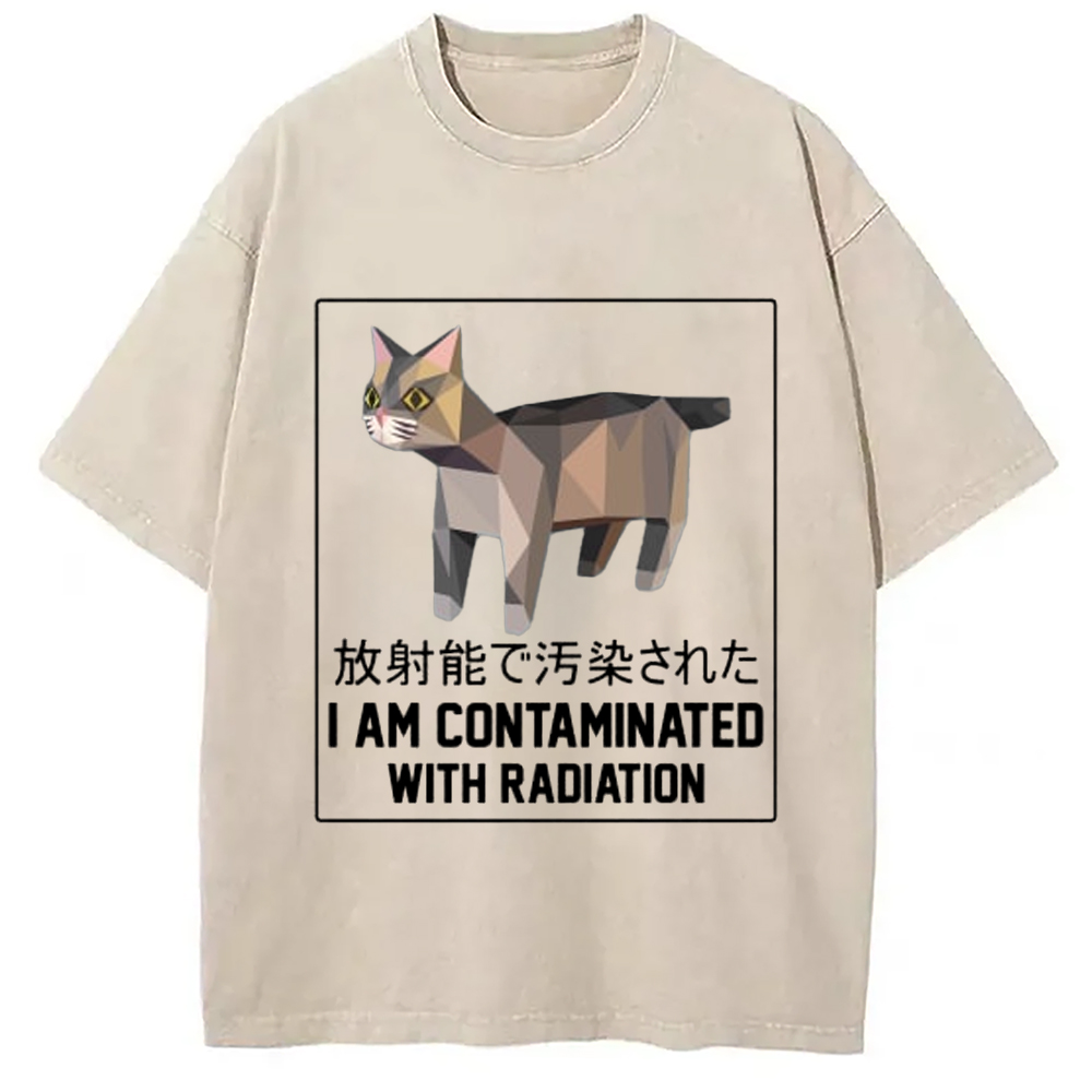 Modecanvas I Am Contaminated with Radiation Meme Washed T-Shirt-modecanvas