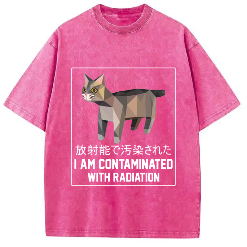 Modecanvas I Am Contaminated with Radiation Meme Washed T-Shirt-modecanvas