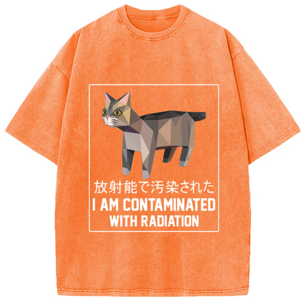 Modecanvas I Am Contaminated with Radiation Meme Washed T-Shirt-modecanvas