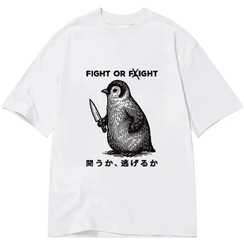 Modecanvas Funny Fight Or Flight DTG Printing Classic T-Shirt-modecanvas