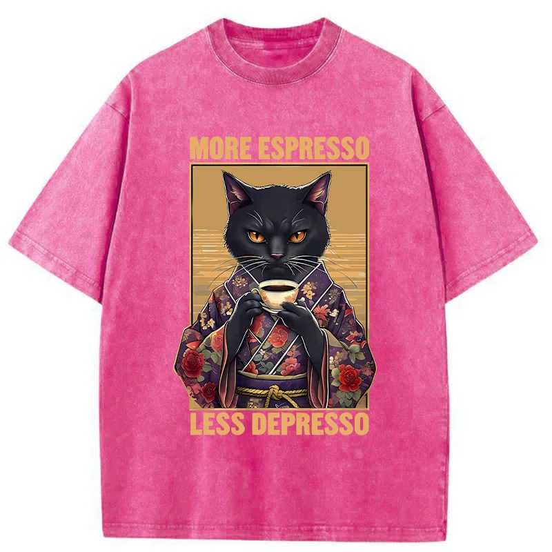Modecanvas More Espresso Less Depresso Funny Washed T-Shirt