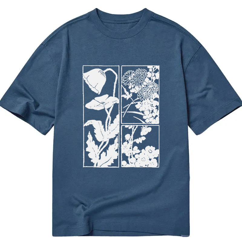 Modecanvas Woodcut Flowers DTG Printing Classic T-Shirt-modecanvas