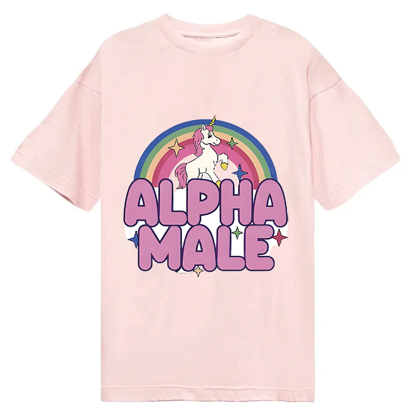 Modecanvas Rainbow Unicorn Alpha Male DTG Printing Classic T-Shirt-modecanvas