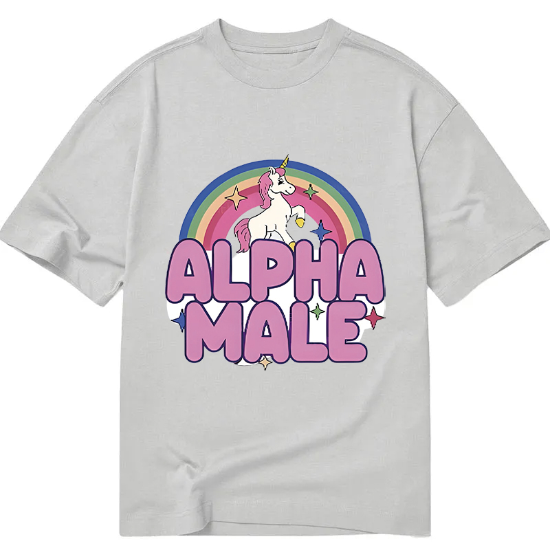 Modecanvas Rainbow Unicorn Alpha Male DTG Printing Classic T-Shirt-modecanvas