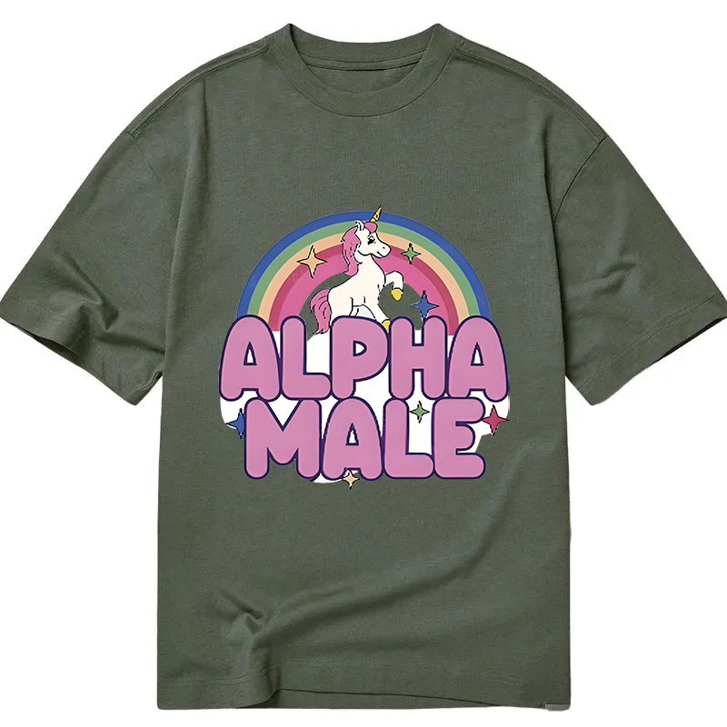 Modecanvas Rainbow Unicorn Alpha Male DTG Printing Classic T-Shirt-modecanvas