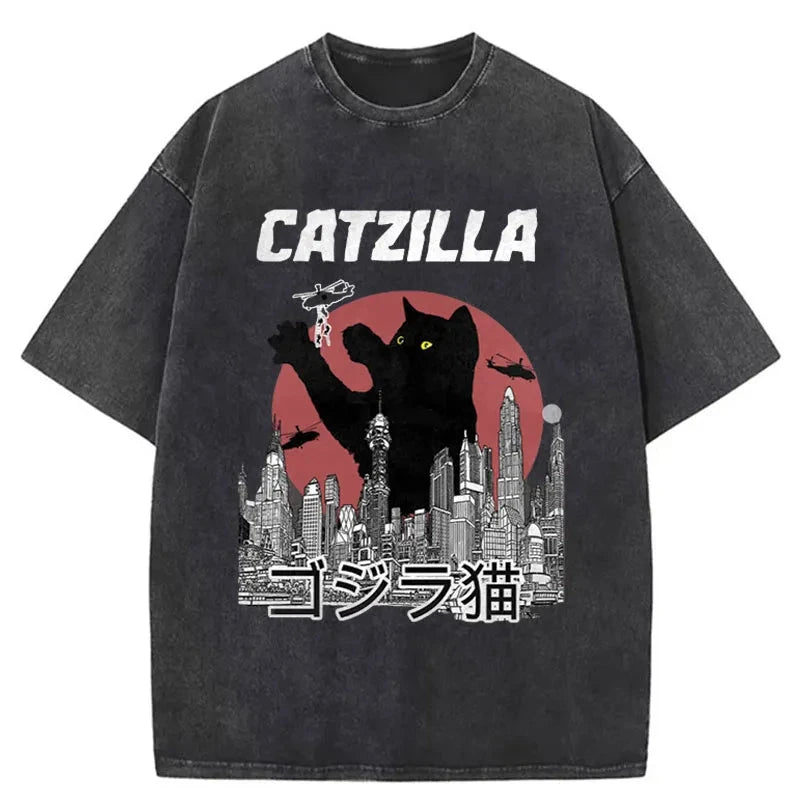 Modecanvas Catzilla Vintage Washed T-Shirt