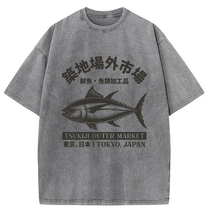 Modecanvas Sakana Tsukiji Fish Market Washed T-Shirt